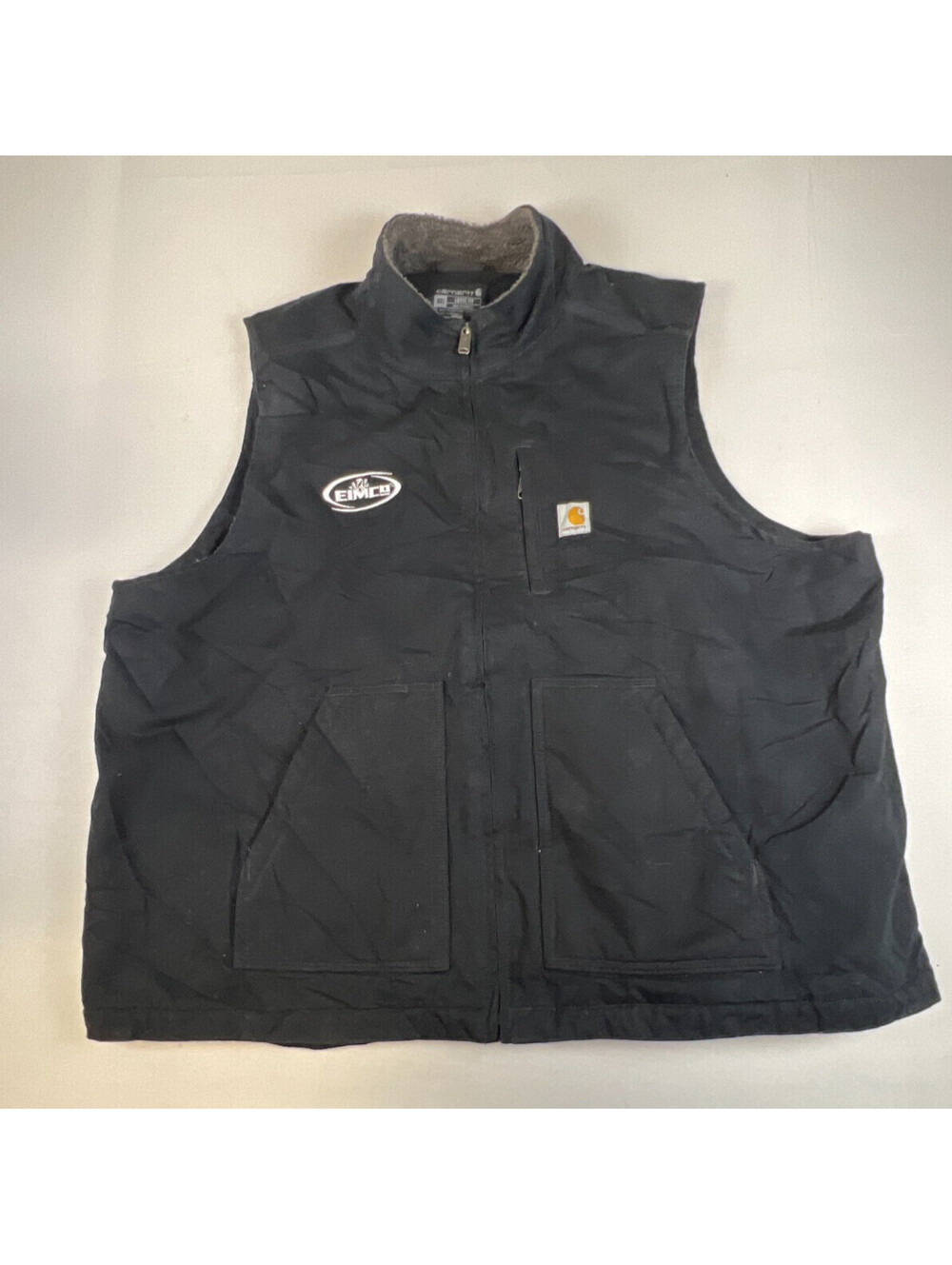 Carhartt Men's 3XL Black Washed Duck Sherpa-Lined Mock-Neck Vest Loose Fit